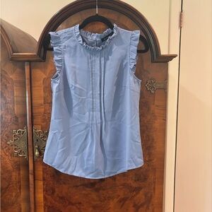 Ruffled Blue Sleeveless Top